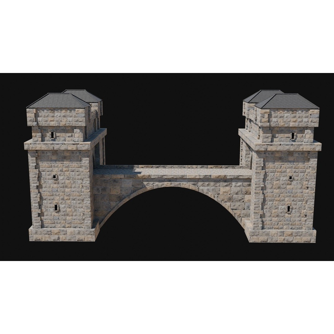 Fantasy Castle Bridge 3D Model – Monumental Low-Poly Game Asset, FBX, OBJ - View 23