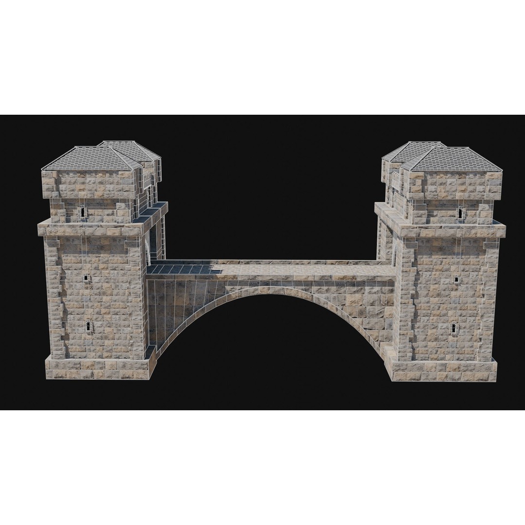Fantasy Castle Bridge 3D Model – Monumental Low-Poly Game Asset, FBX, OBJ - View 26