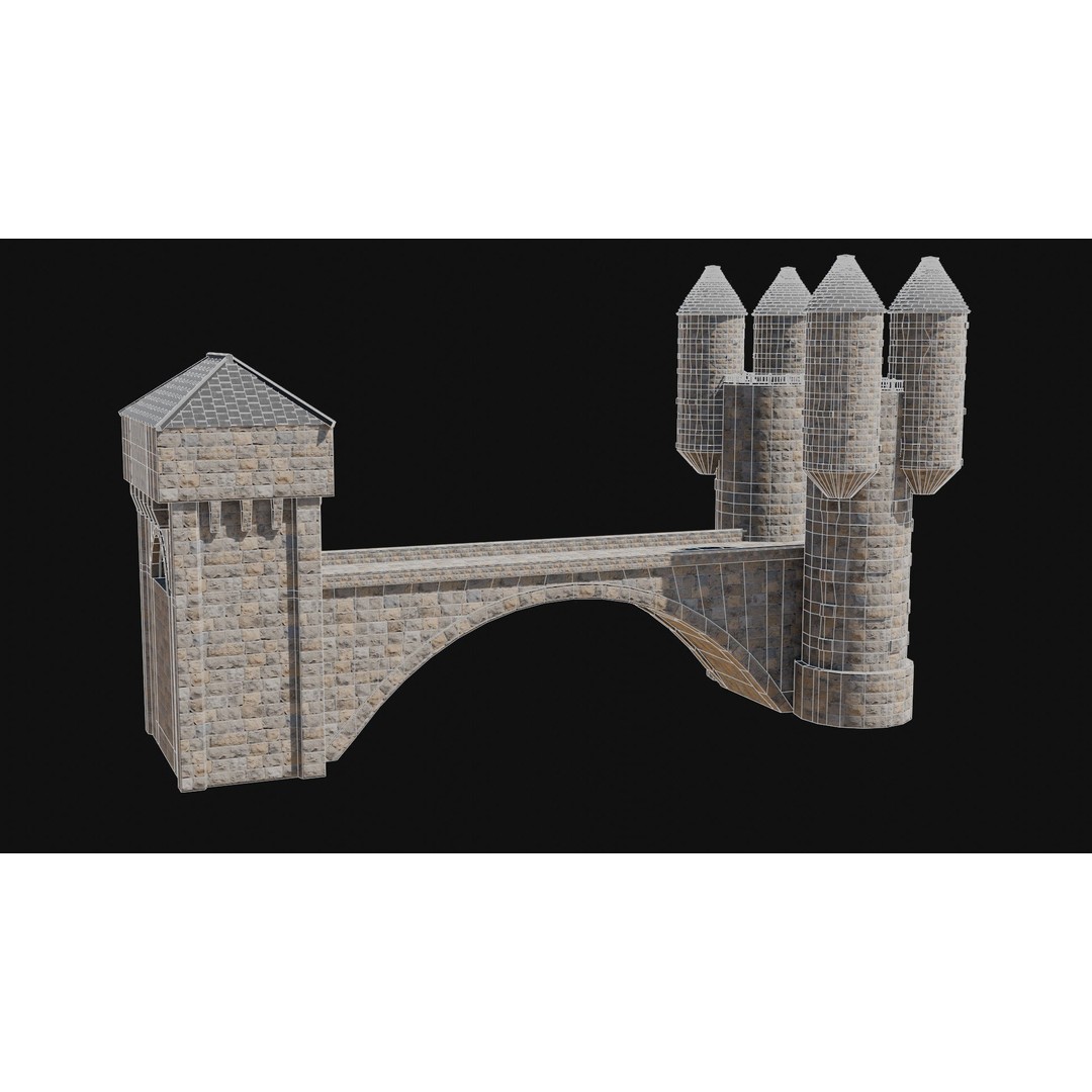 Fantasy Castle Bridge 3D Model – Monumental Low-Poly Game Asset, FBX, OBJ - View 30