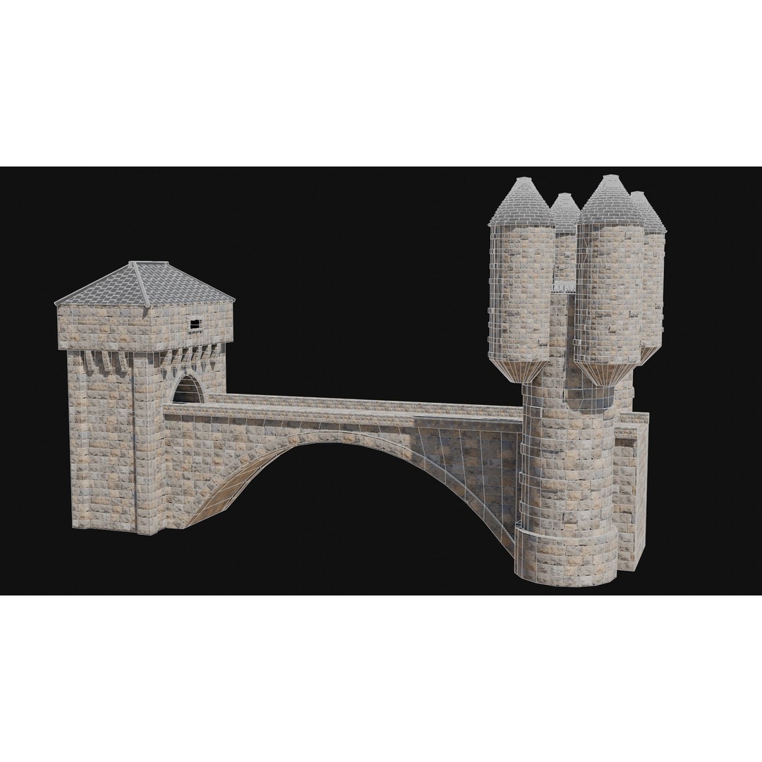 Fantasy Castle Bridge 3D Model – Monumental Low-Poly Game Asset, FBX, OBJ - View 31
