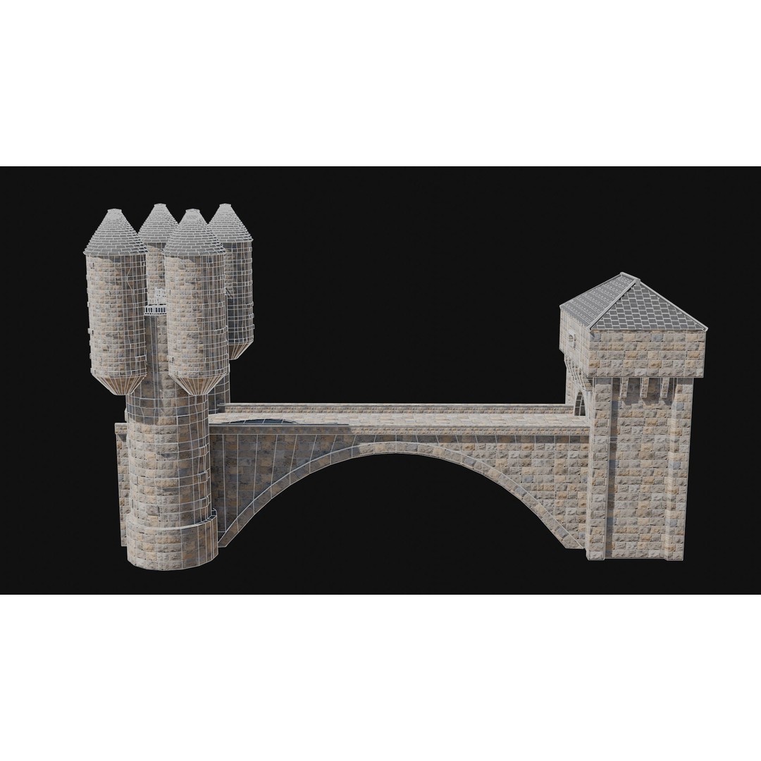 Fantasy Castle Bridge 3D Model – Monumental Low-Poly Game Asset, FBX, OBJ - View 32