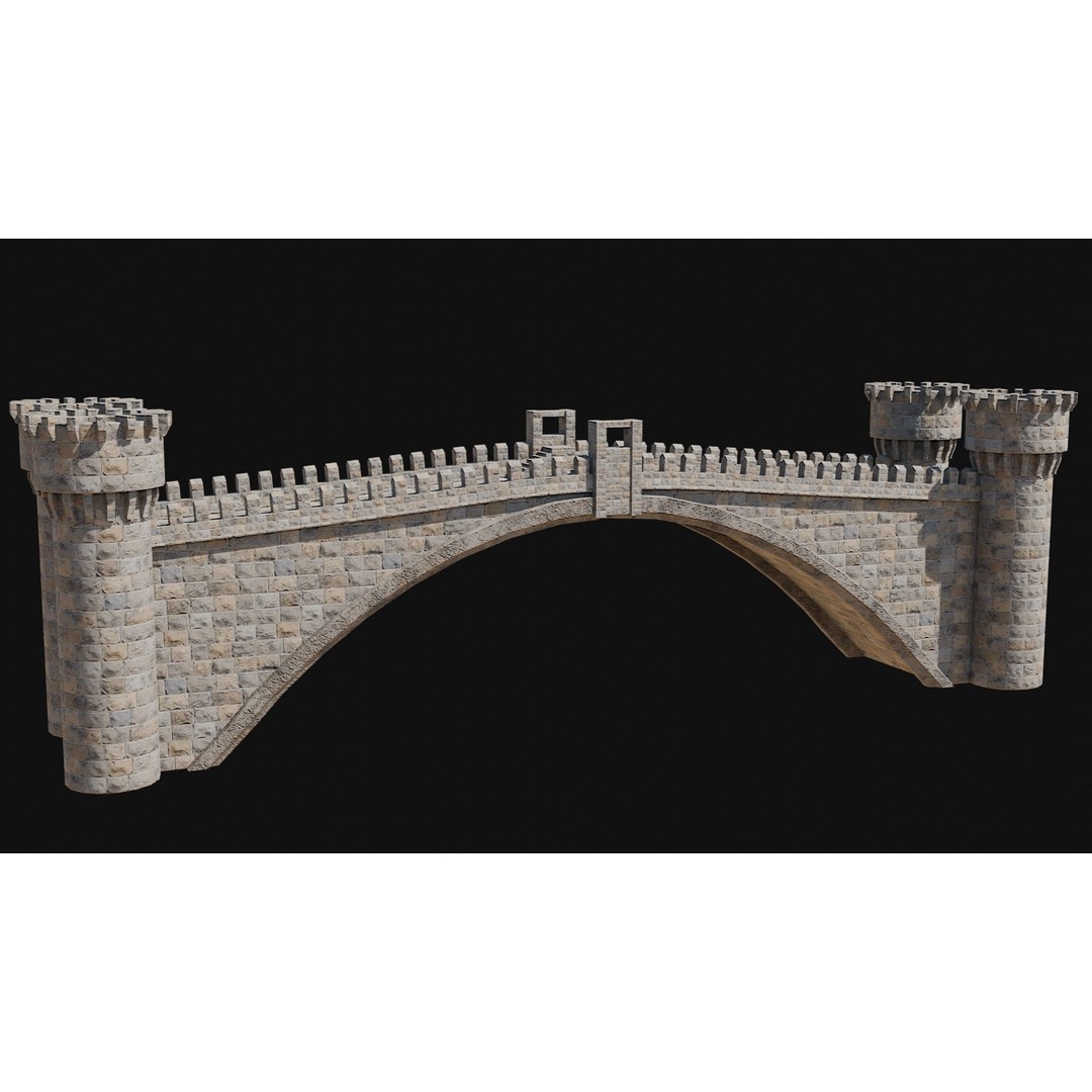 Fantasy Castle Bridge 3D Model – Monumental Low-Poly Game Asset, FBX, OBJ - View 33