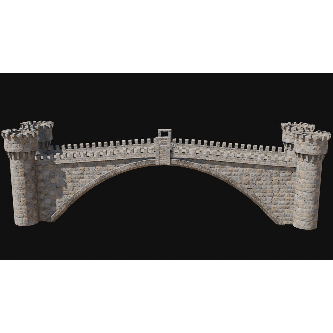 Fantasy Castle Bridge 3D Model – Monumental Low-Poly Game Asset, FBX, OBJ - View 35