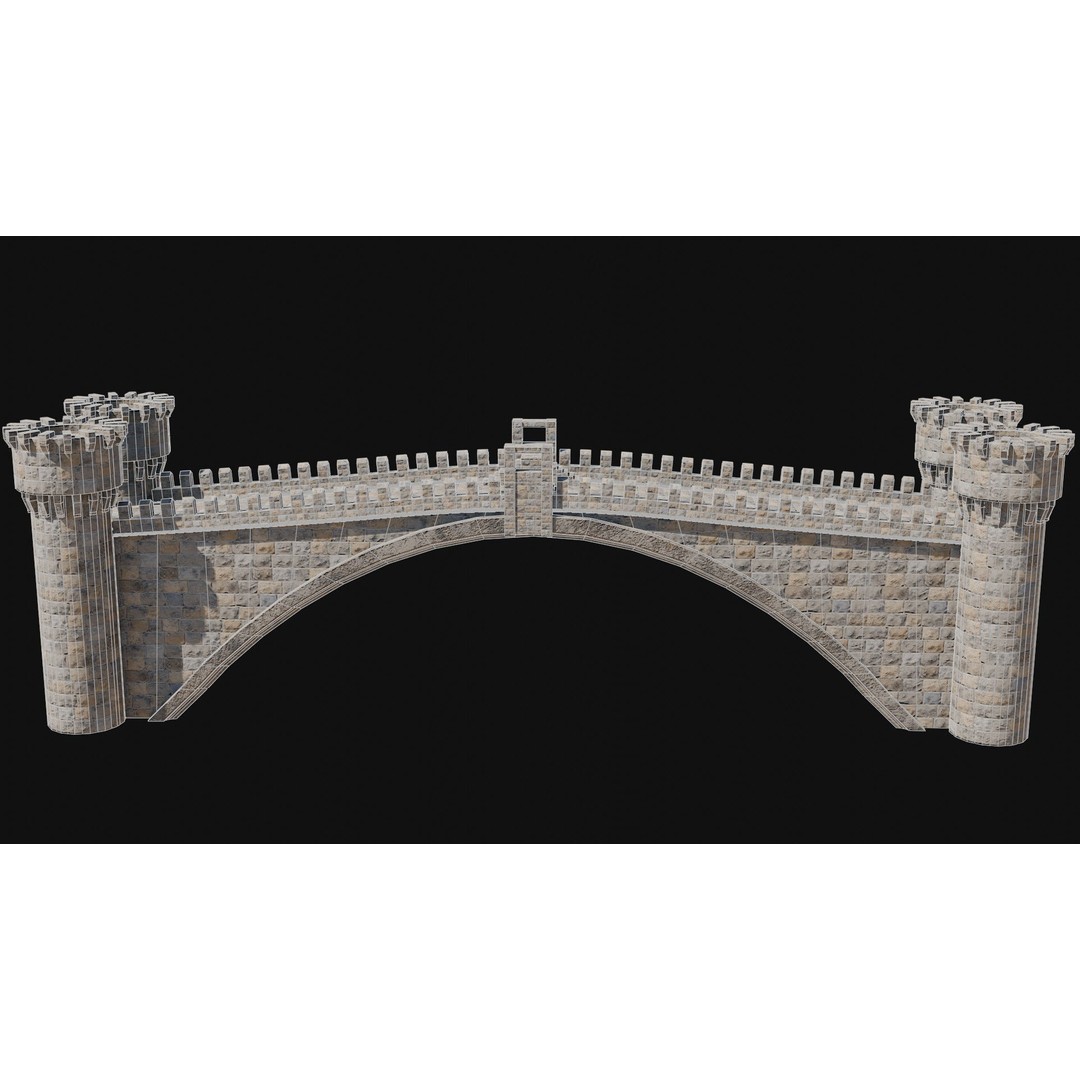Fantasy Castle Bridge 3D Model – Monumental Low-Poly Game Asset, FBX, OBJ - View 38