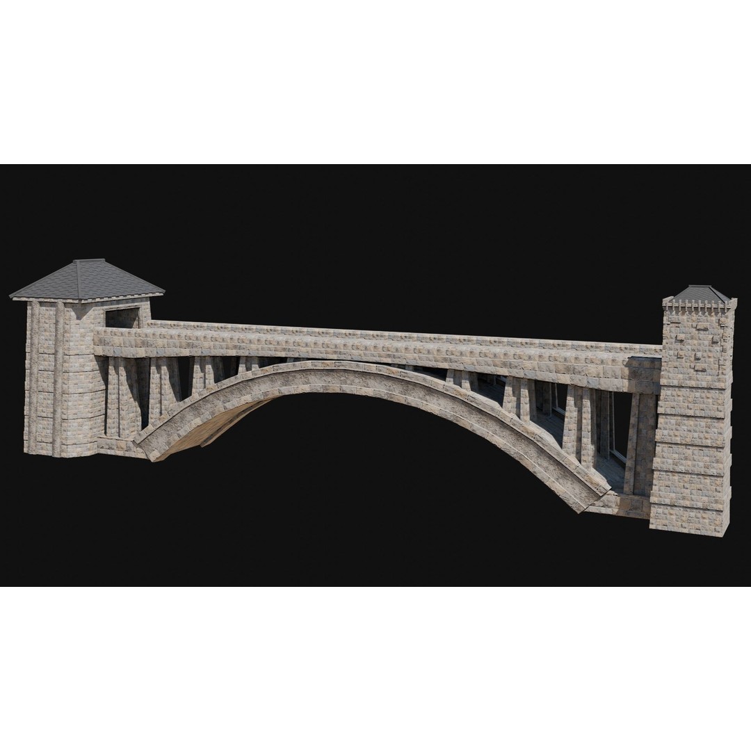 Fantasy Castle Bridge 3D Model – Monumental Low-Poly Game Asset, FBX, OBJ - View 40