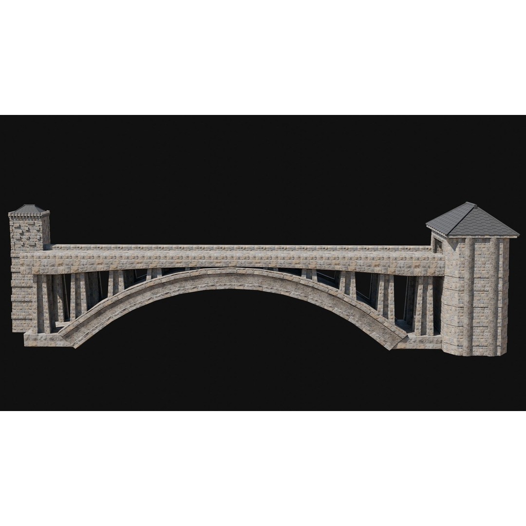 Fantasy Castle Bridge 3D Model – Monumental Low-Poly Game Asset, FBX, OBJ - View 41