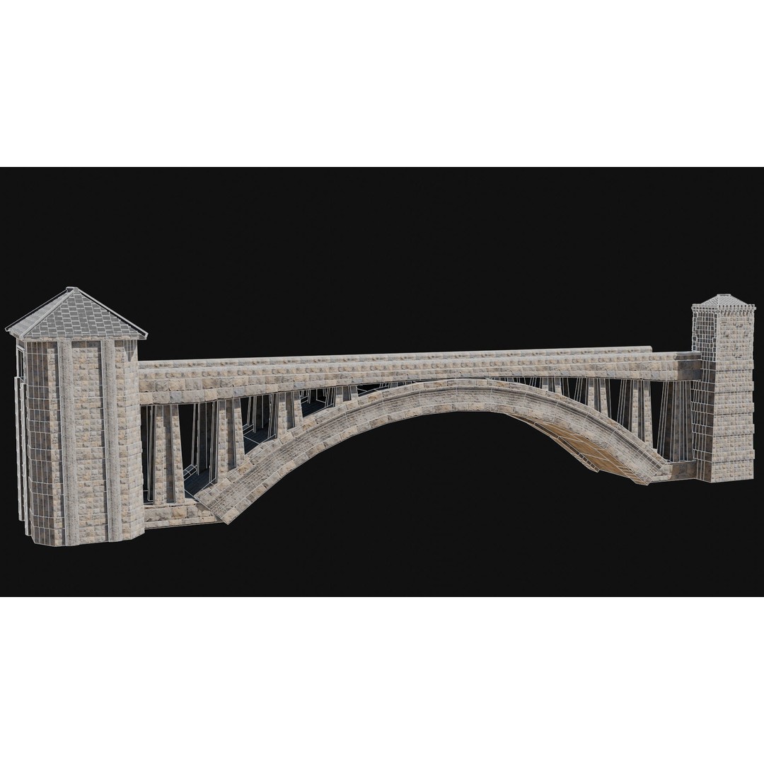 Fantasy Castle Bridge 3D Model – Monumental Low-Poly Game Asset, FBX, OBJ - View 42