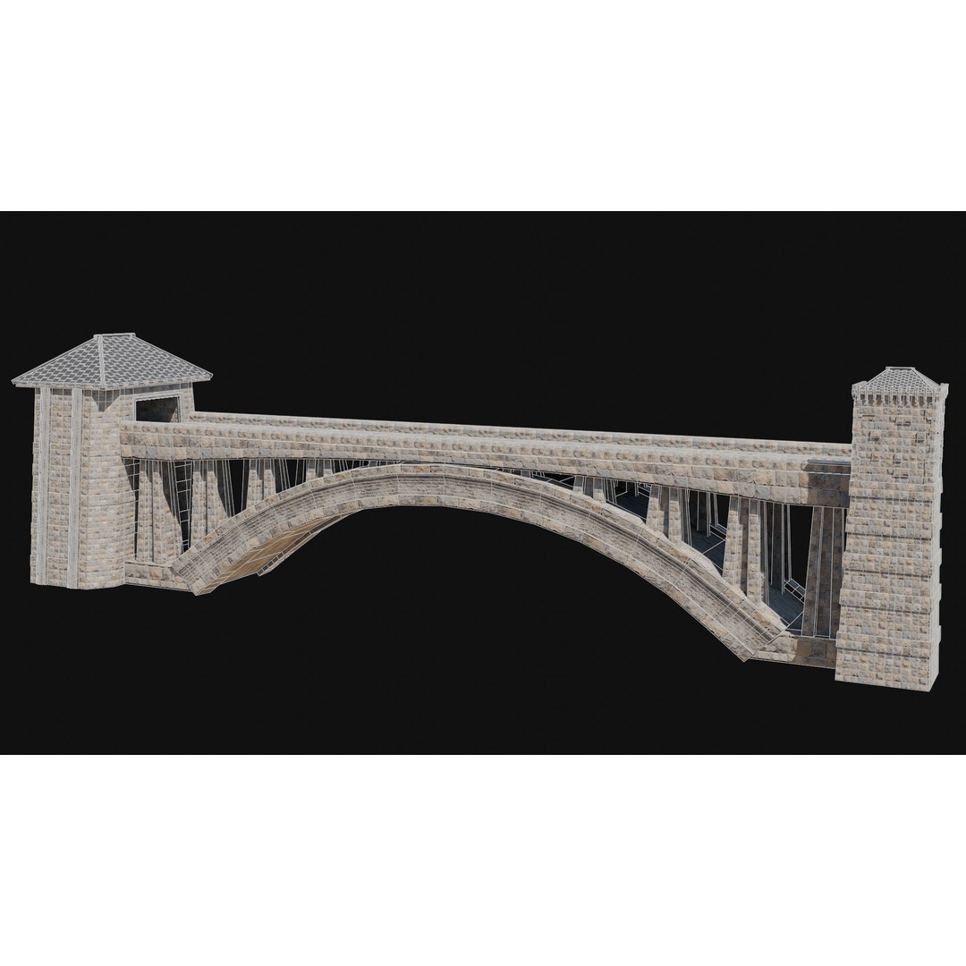 Fantasy Castle Bridge 3D Model – Monumental Low-Poly Game Asset, FBX, OBJ - View 43