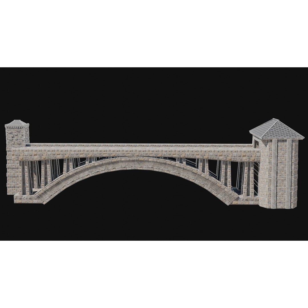 Fantasy Castle Bridge 3D Model – Monumental Low-Poly Game Asset, FBX, OBJ - View 44