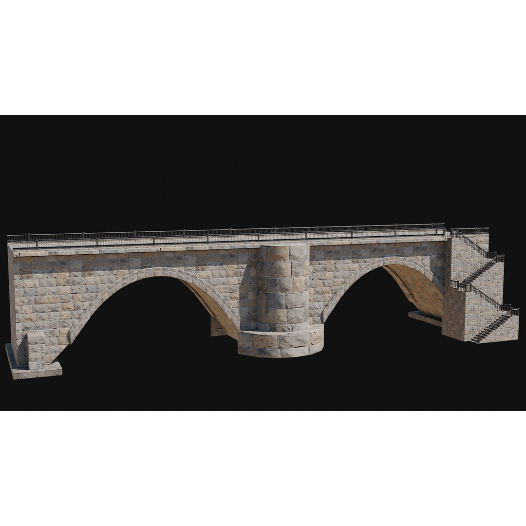 Fantasy Castle Bridge 3D Model – Monumental Low-Poly Game Asset, FBX, OBJ - View 45