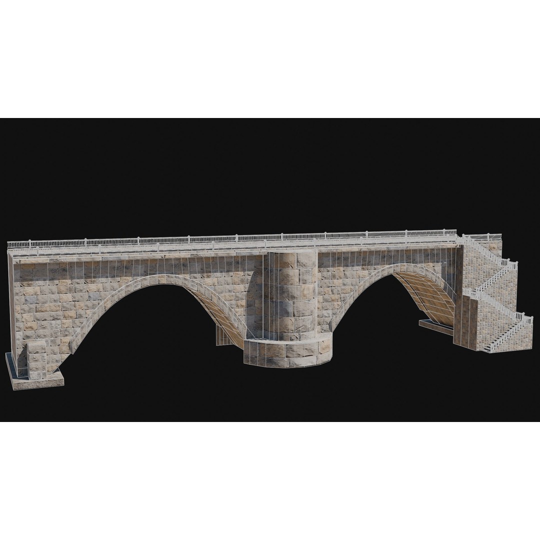 Fantasy Castle Bridge 3D Model – Monumental Low-Poly Game Asset, FBX, OBJ - View 48