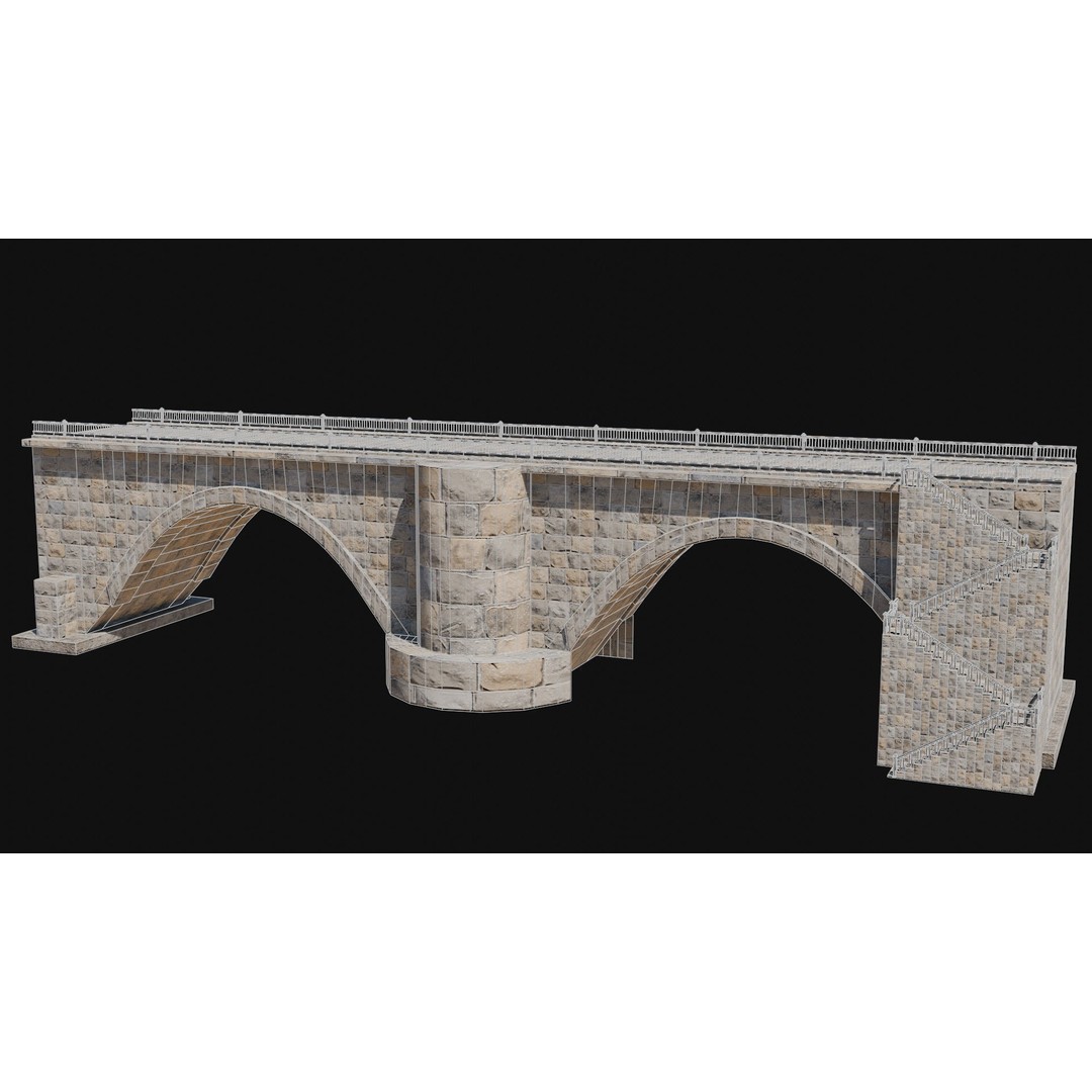 Fantasy Castle Bridge 3D Model – Monumental Low-Poly Game Asset, FBX, OBJ - View 49