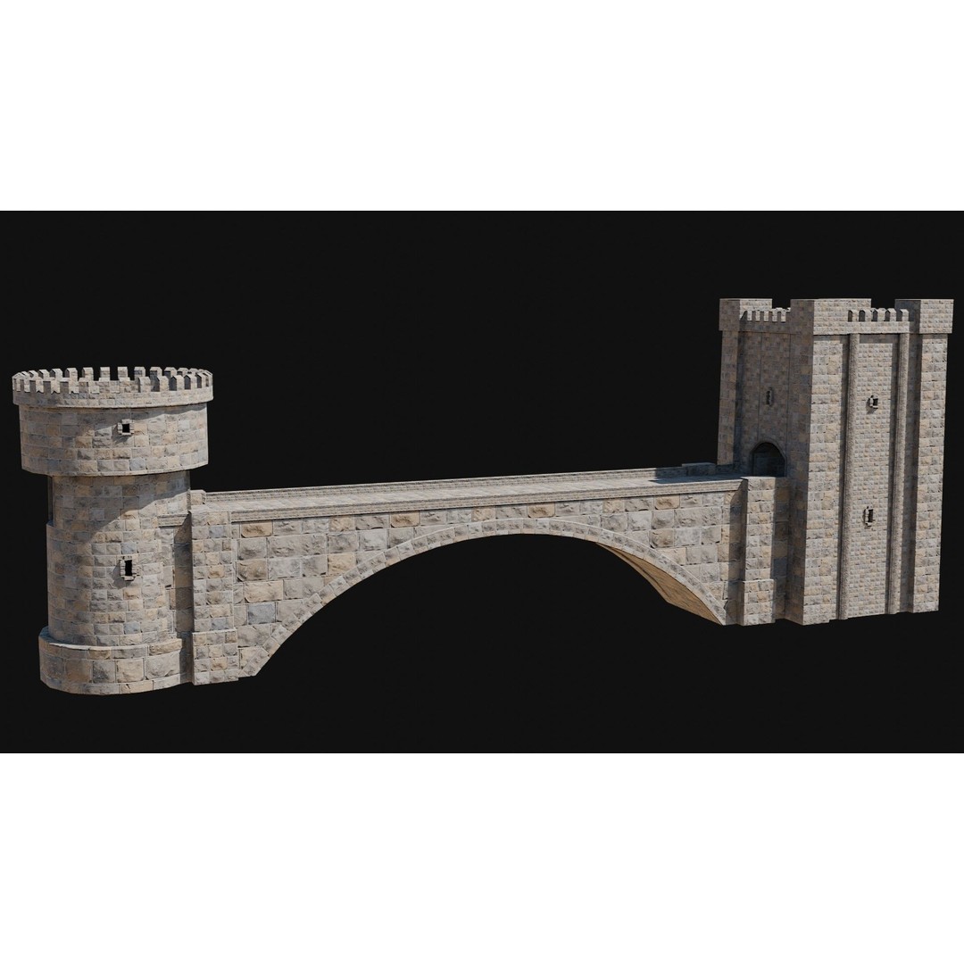 Fantasy Castle Bridge 3D Model – Monumental Low-Poly Game Asset, FBX, OBJ - View 51