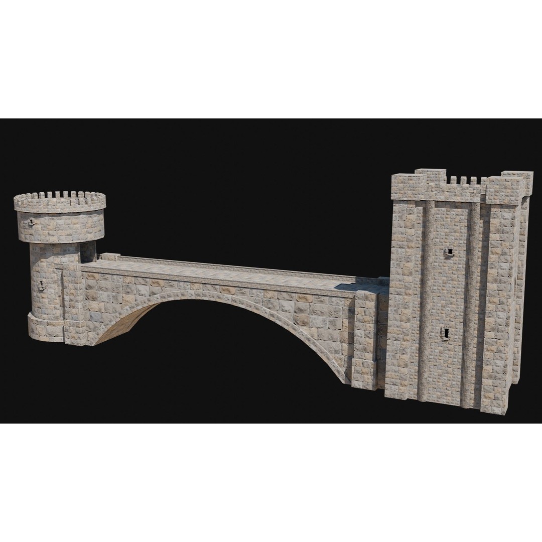 Fantasy Castle Bridge 3D Model – Monumental Low-Poly Game Asset, FBX, OBJ - View 52