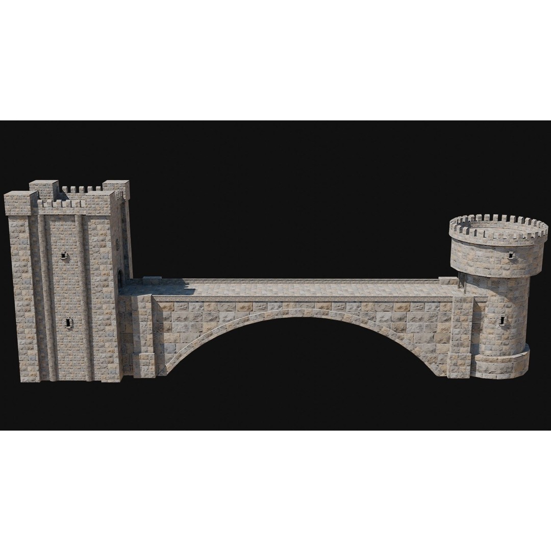Fantasy Castle Bridge 3D Model – Monumental Low-Poly Game Asset, FBX, OBJ - View 53