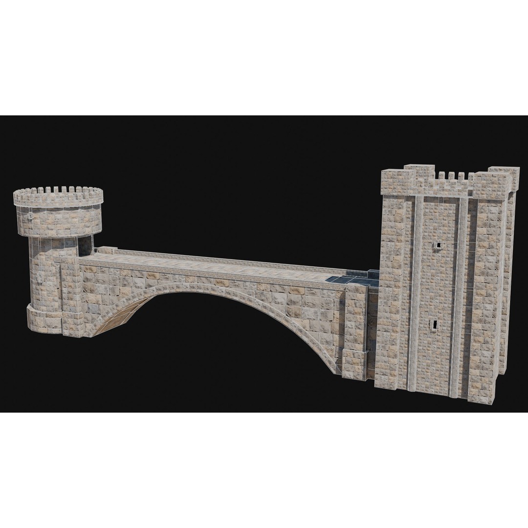 Fantasy Castle Bridge 3D Model – Monumental Low-Poly Game Asset, FBX, OBJ - View 55