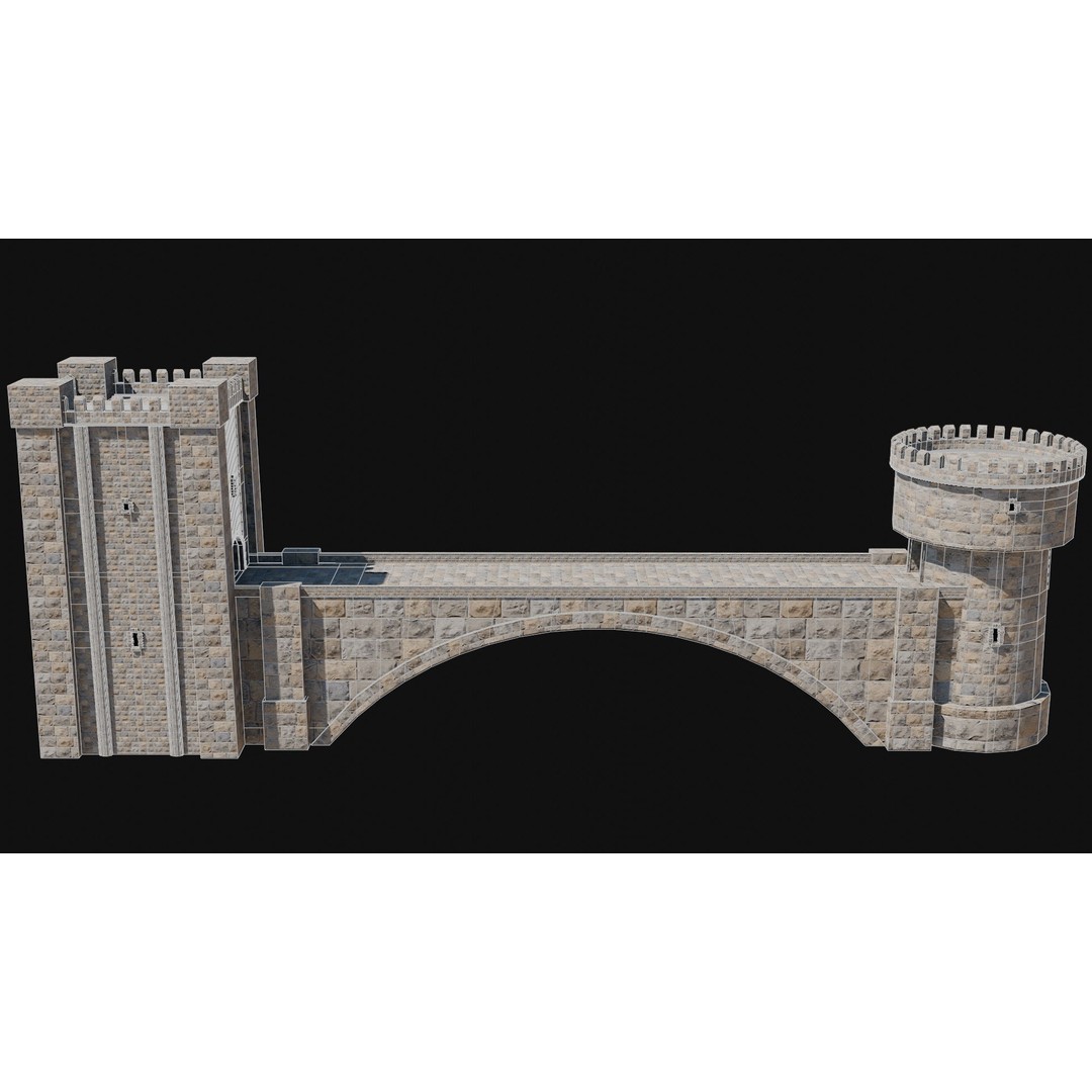 Fantasy Castle Bridge 3D Model – Monumental Low-Poly Game Asset, FBX, OBJ - View 56