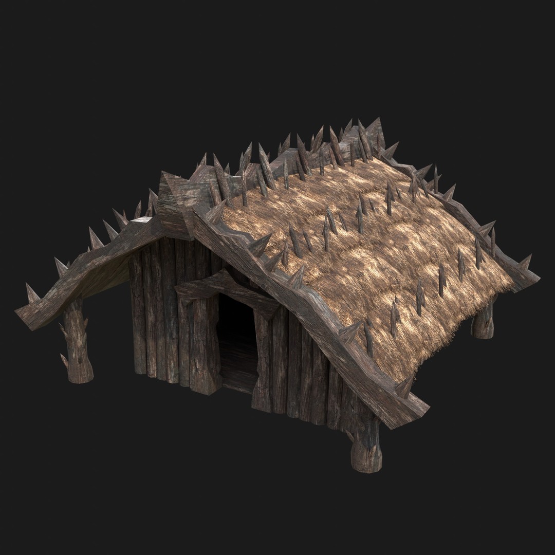 Orc Barbarian Hunter Camp Houses 3D Model – Low Poly Game Asset, FBX - View 11
