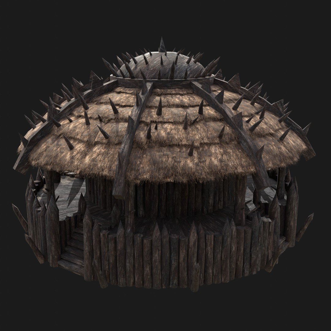 Orc Barbarian Hunter Camp Houses 3D Model – Low Poly Game Asset, FBX - View 17