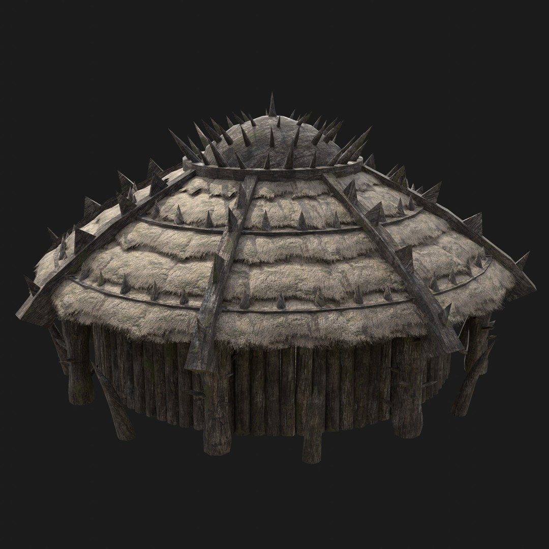 Orc Barbarian Hunter Camp Houses 3D Model – Low Poly Game Asset, FBX - View 18