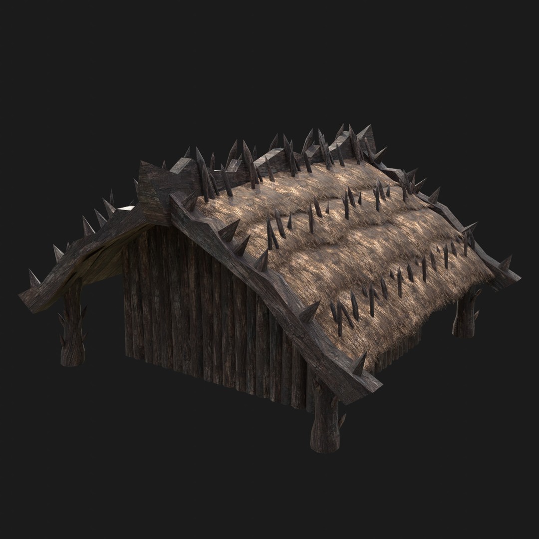 Orc Barbarian Hunter Camp Houses 3D Model – Low Poly Game Asset, FBX - View 20
