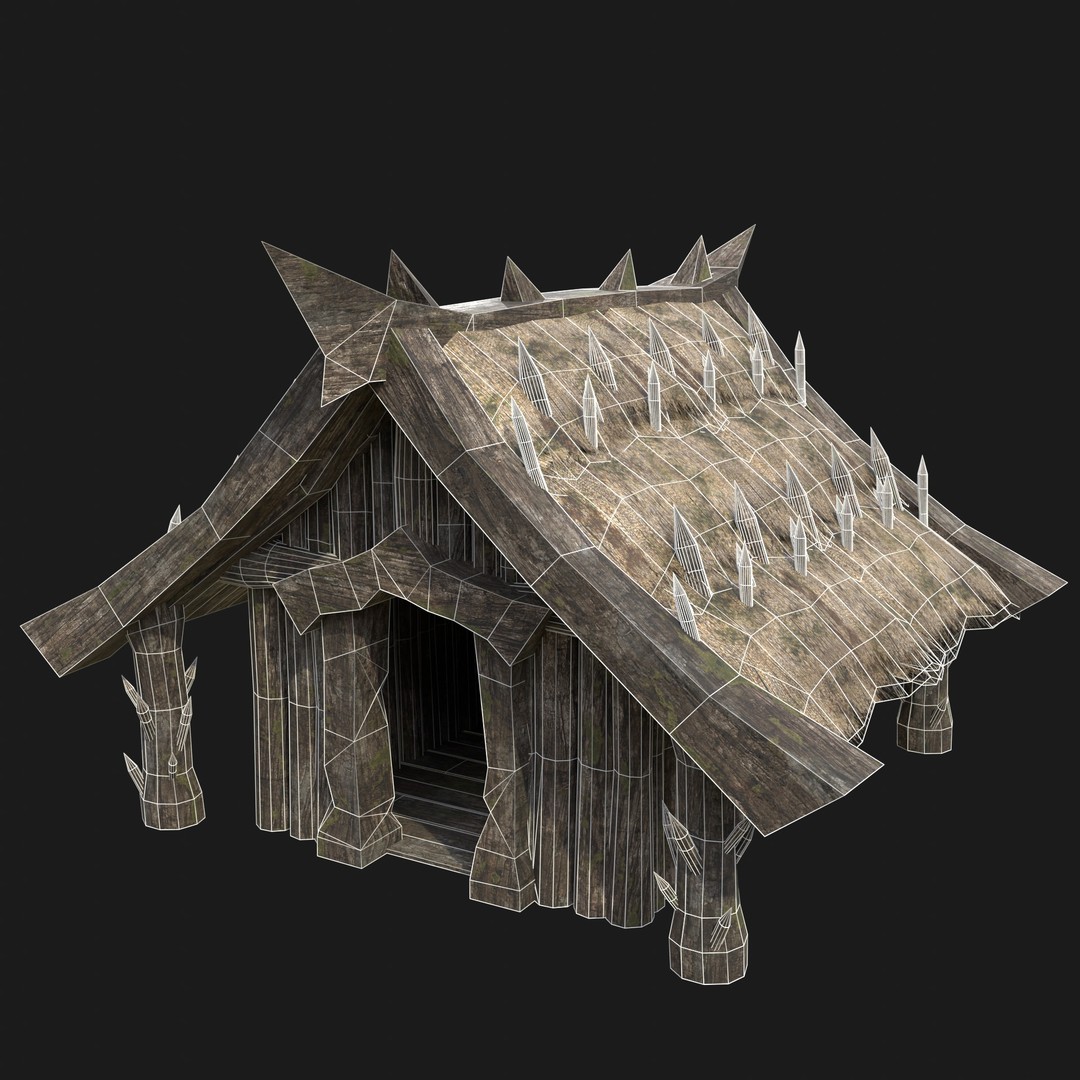 Orc Barbarian Hunter Camp Houses 3D Model – Low Poly Game Asset, FBX - View 21