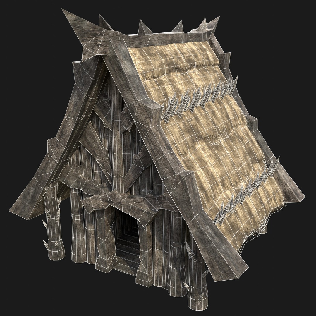 Orc Barbarian Hunter Camp Houses 3D Model – Low Poly Game Asset, FBX - View 22