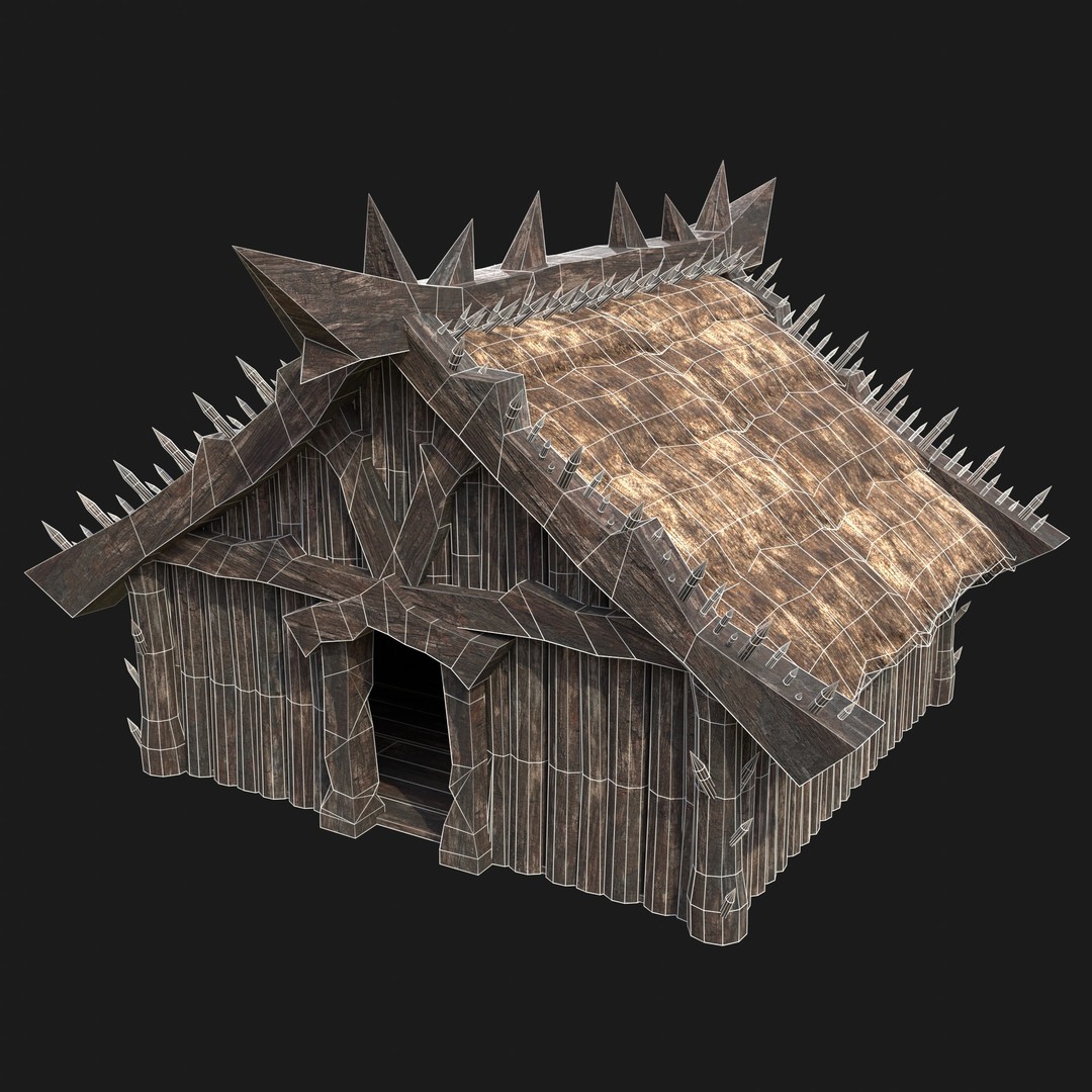 Orc Barbarian Hunter Camp Houses 3D Model – Low Poly Game Asset, FBX - View 23