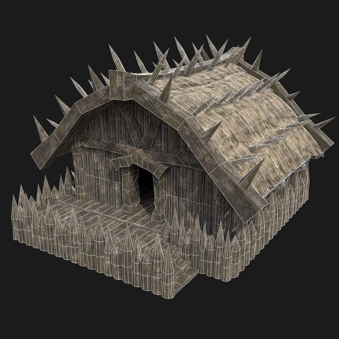 Orc Barbarian Hunter Camp Houses 3D Model – Low Poly Game Asset, FBX - View 24