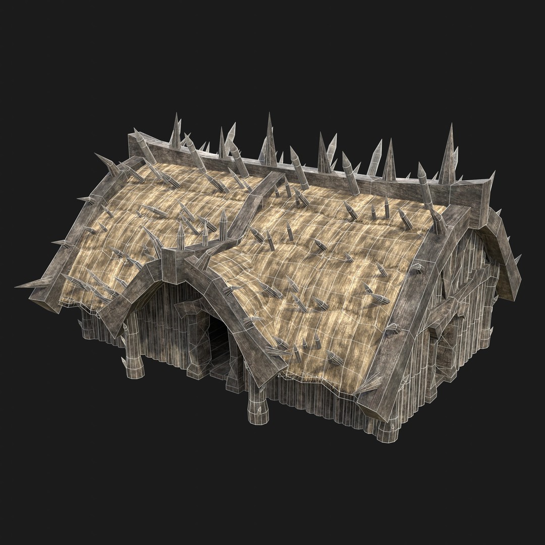 Orc Barbarian Hunter Camp Houses 3D Model – Low Poly Game Asset, FBX - View 25
