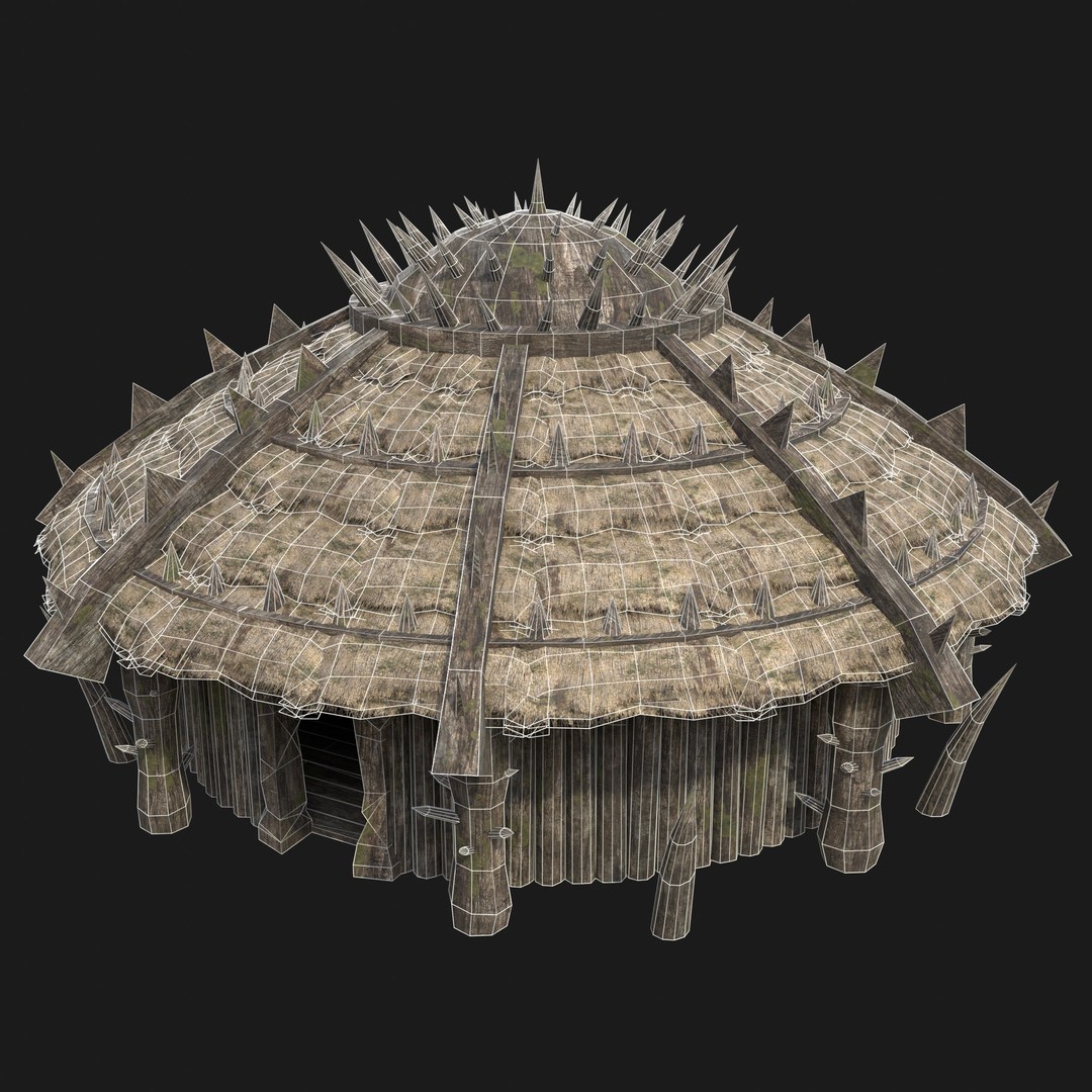 Orc Barbarian Hunter Camp Houses 3D Model – Low Poly Game Asset, FBX - View 27