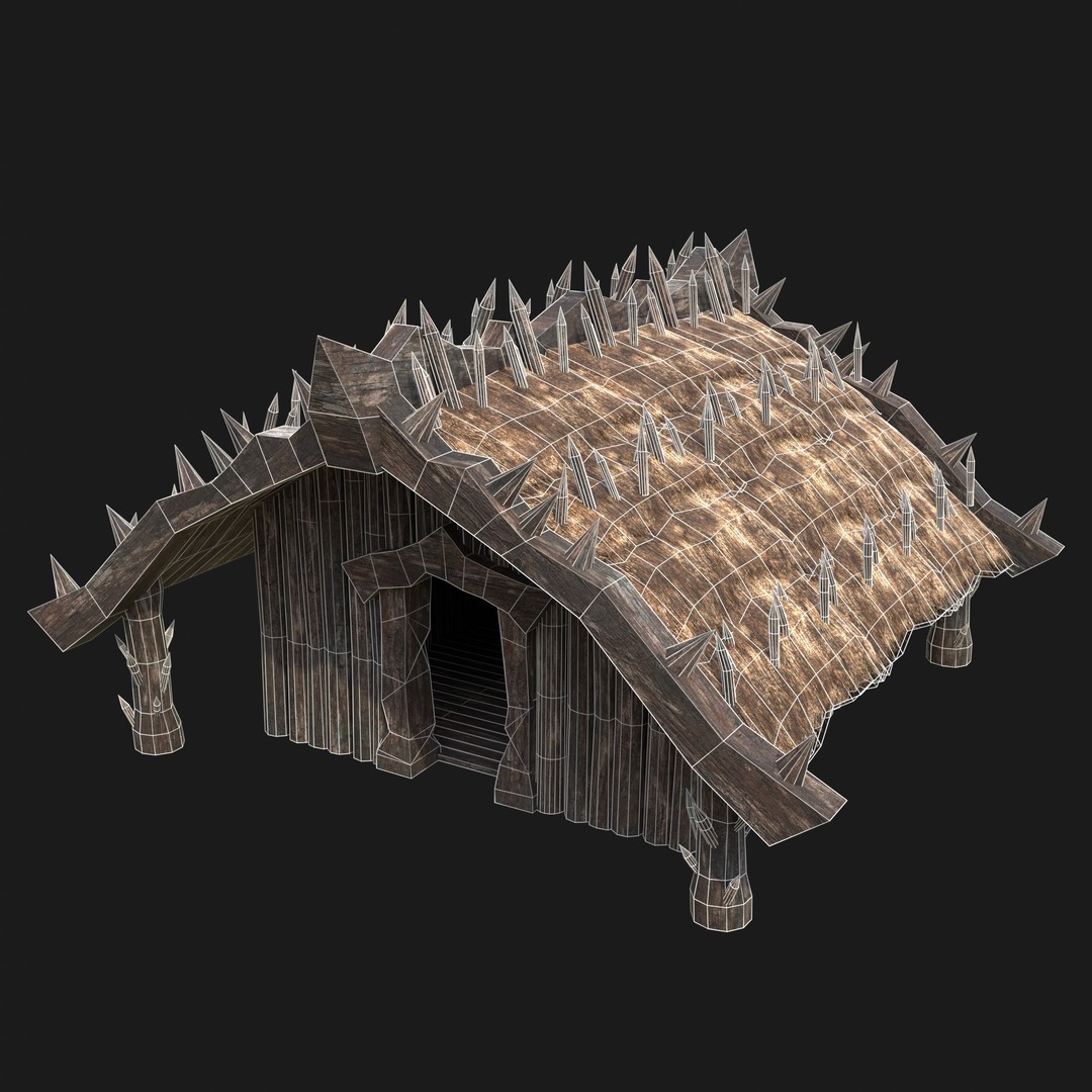 Orc Barbarian Hunter Camp Houses 3D Model – Low Poly Game Asset, FBX - View 29