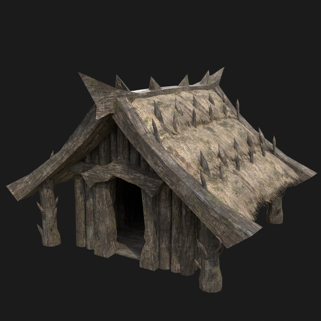 Orc Barbarian Hunter Camp Houses 3D Model – Low Poly Game Asset, FBX - View 3