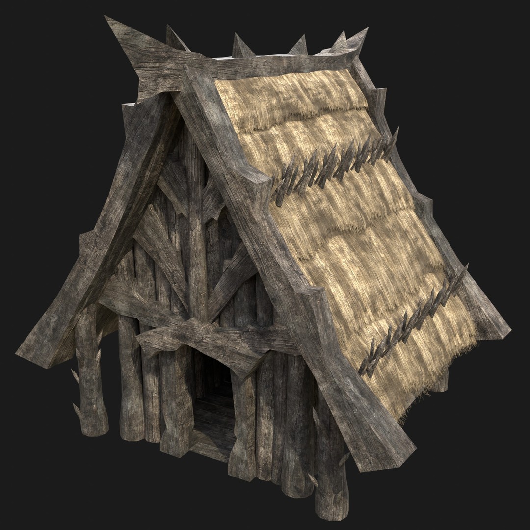 Orc Barbarian Hunter Camp Houses 3D Model – Low Poly Game Asset, FBX - View 4
