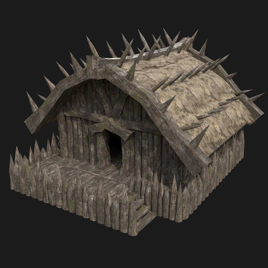 Orc Barbarian Hunter Camp Houses 3D Model – Low Poly Game Asset, FBX - View 6