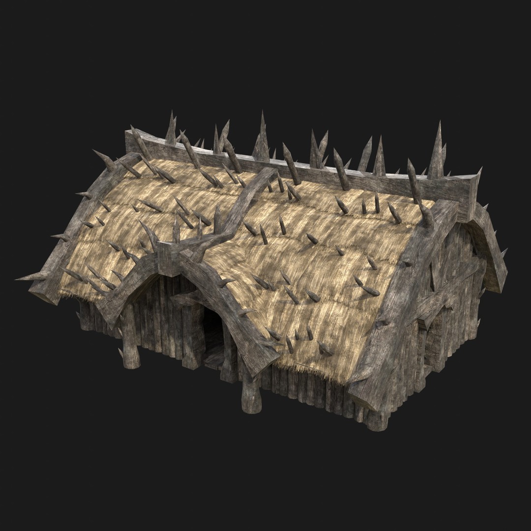 Orc Barbarian Hunter Camp Houses 3D Model – Low Poly Game Asset, FBX - View 7