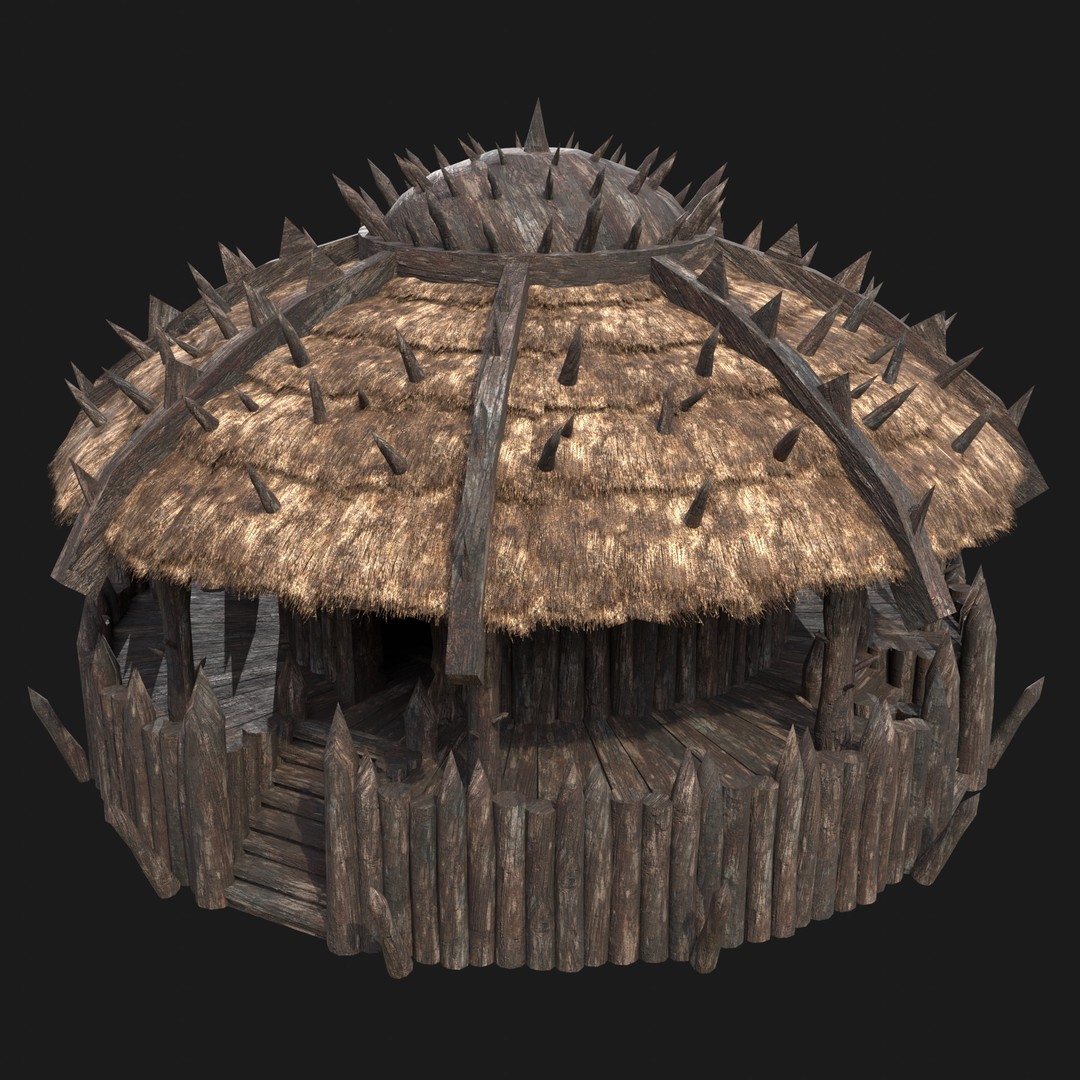 Orc Barbarian Hunter Camp Houses 3D Model – Low Poly Game Asset, FBX - View 8