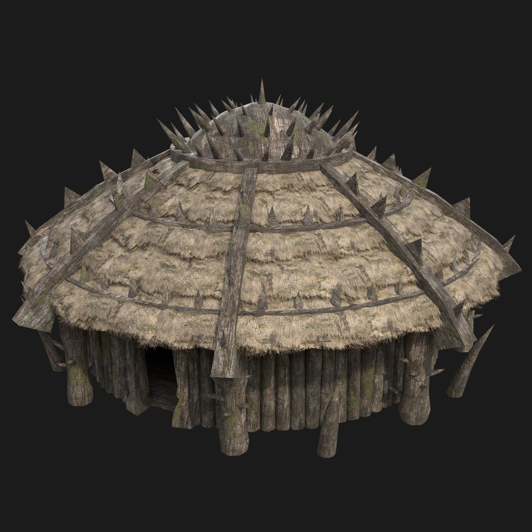 Orc Barbarian Hunter Camp Houses 3D Model – Low Poly Game Asset, FBX - View 9