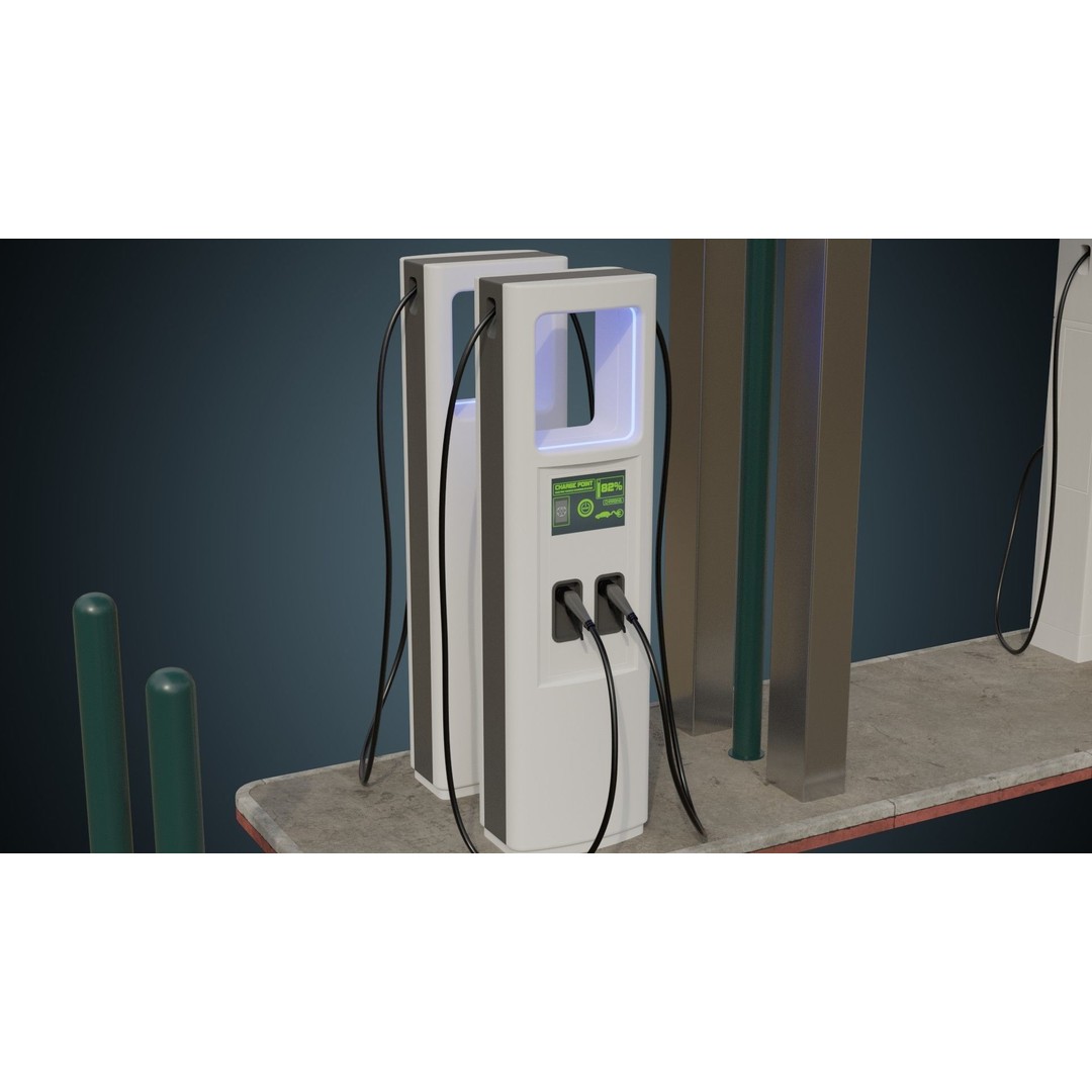 Solar Charging Station 3D Model – Low Poly Industrial Asset, FBX/Blender - View 7