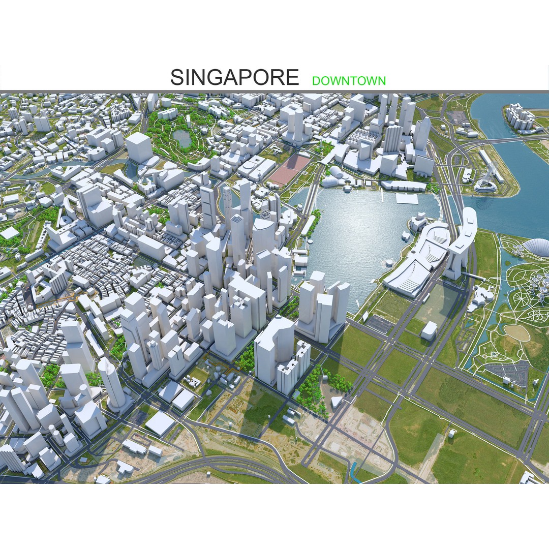 Singapore City 3D Model – Low Poly Urban Asset, Cinema 4D, FBX, OBJ