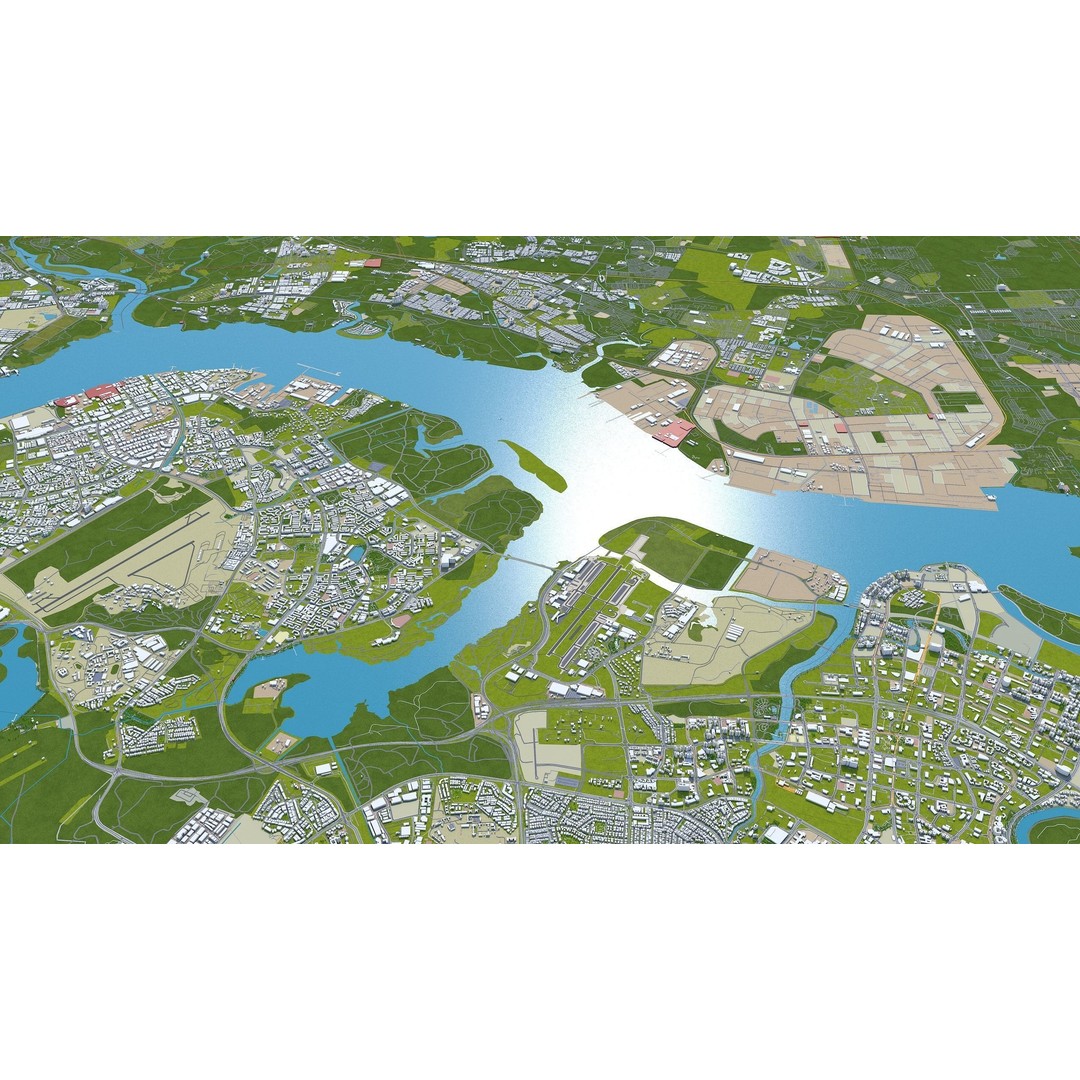 Singapore City 3D Model – Low Poly Urban Asset, Cinema 4D, FBX, OBJ - View 15