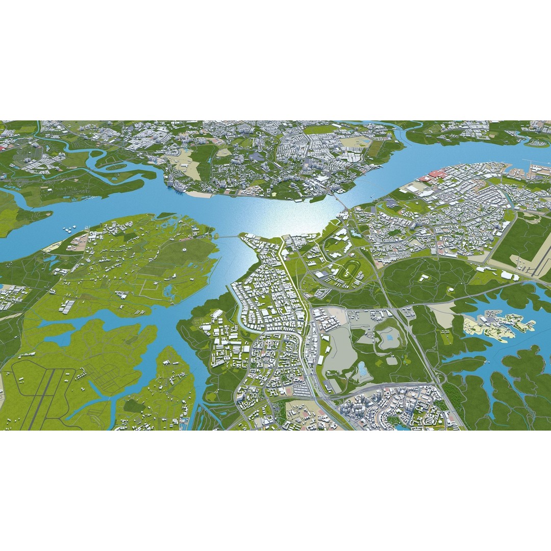 Singapore City 3D Model – Low Poly Urban Asset, Cinema 4D, FBX, OBJ - View 16