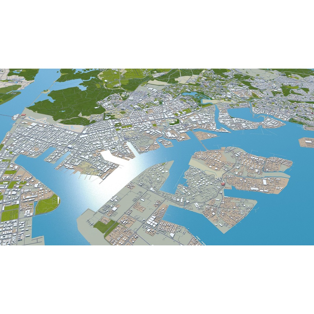 Singapore City 3D Model – Low Poly Urban Asset, Cinema 4D, FBX, OBJ - View 17