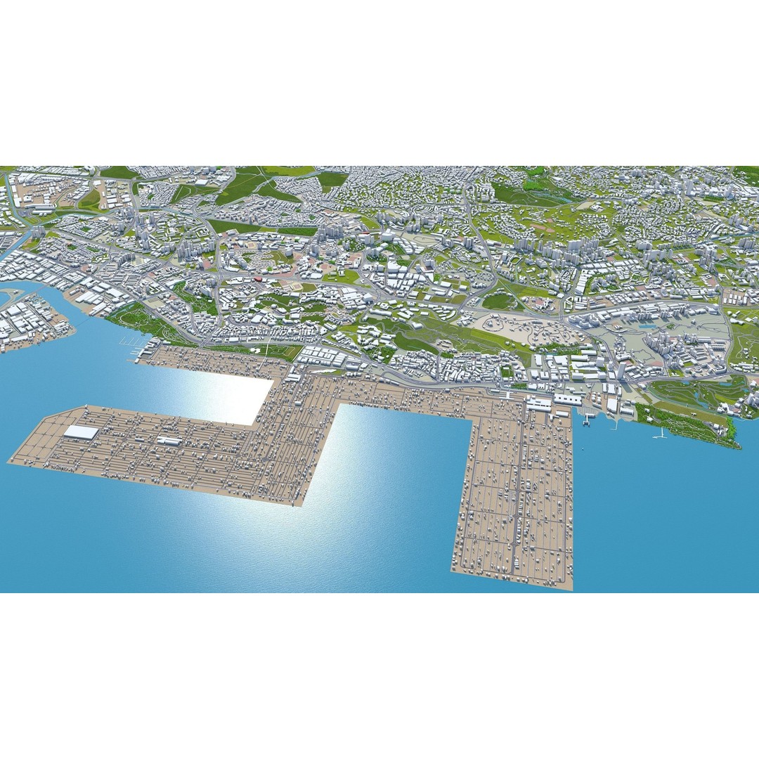 Singapore City 3D Model – Low Poly Urban Asset, Cinema 4D, FBX, OBJ - View 18