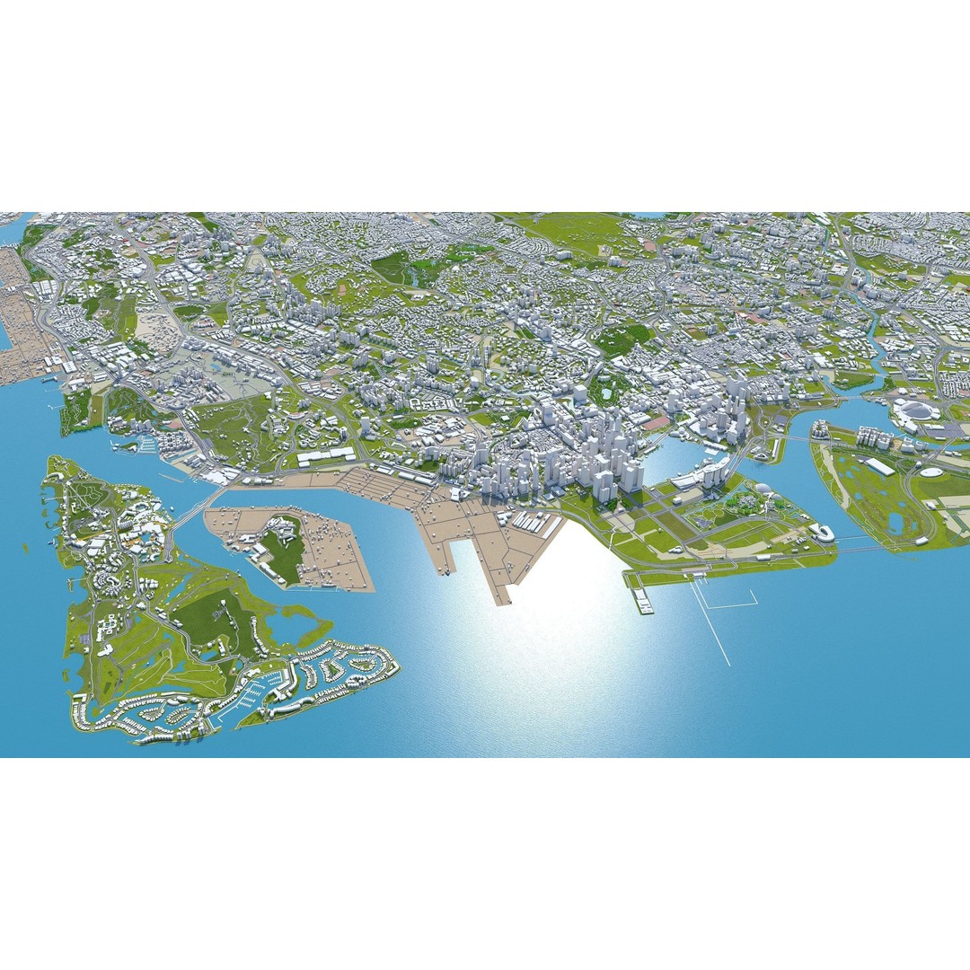 Singapore City 3D Model – Low Poly Urban Asset, Cinema 4D, FBX, OBJ - View 19