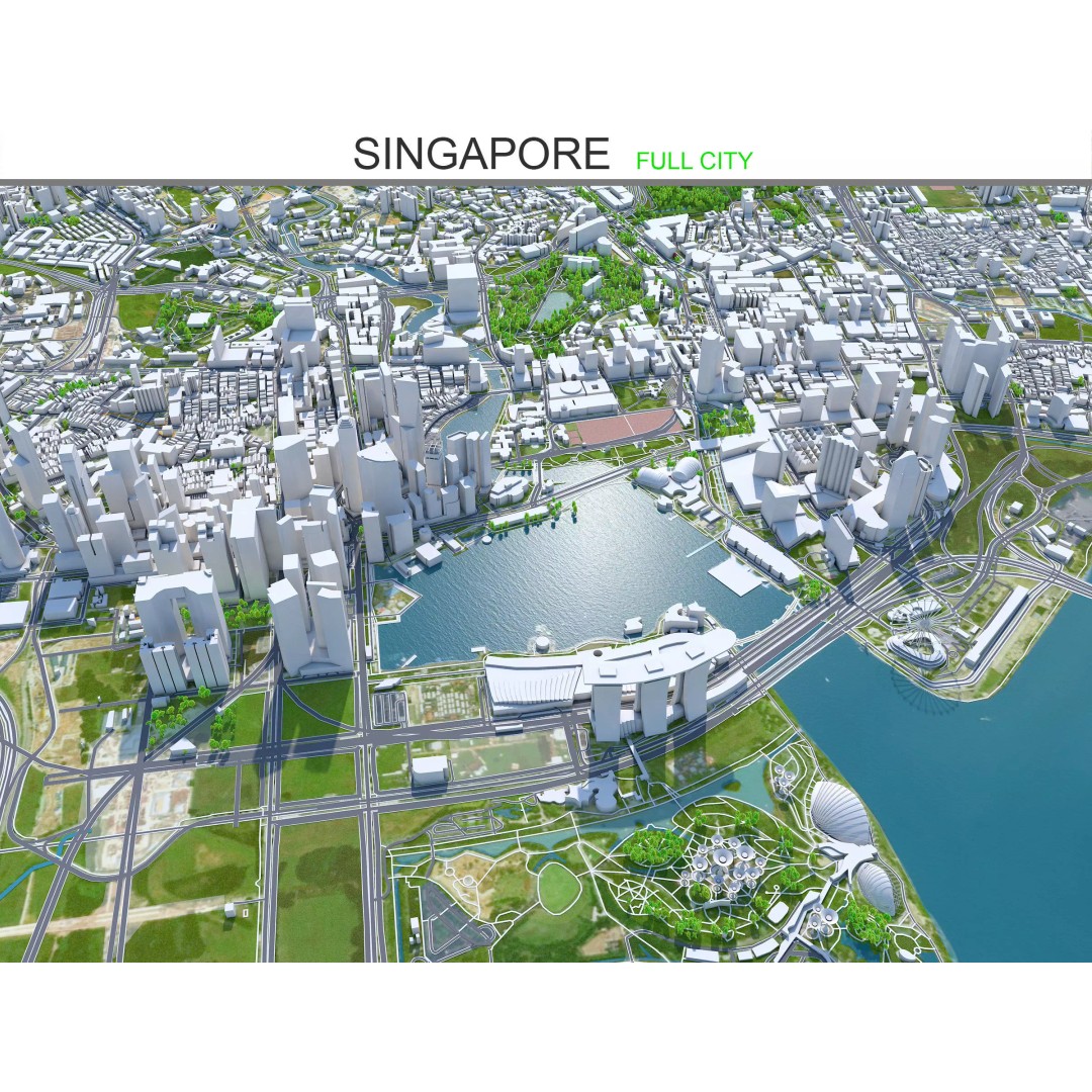 Singapore City 3D Model – Low Poly Urban Asset, Cinema 4D, FBX, OBJ - View 2