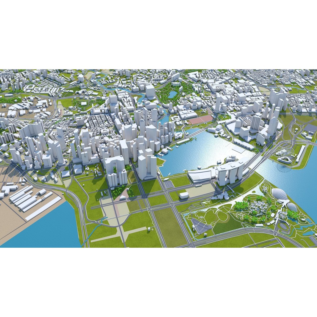 Singapore City 3D Model – Low Poly Urban Asset, Cinema 4D, FBX, OBJ - View 20