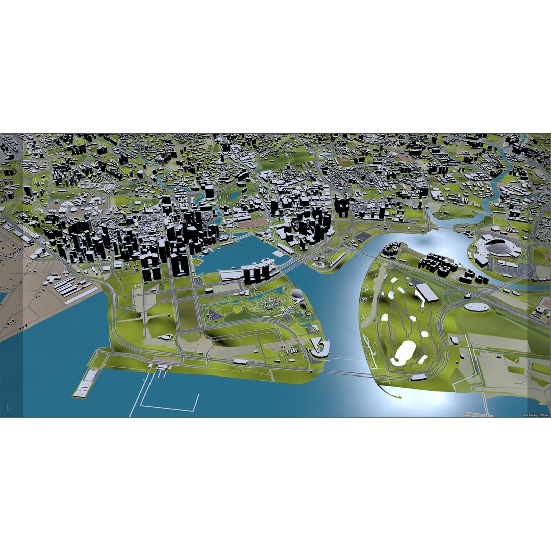 Singapore City 3D Model – Low Poly Urban Asset, Cinema 4D, FBX, OBJ - View 21