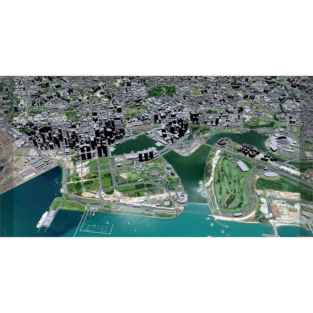 Singapore City 3D Model – Low Poly Urban Asset, Cinema 4D, FBX, OBJ - View 22