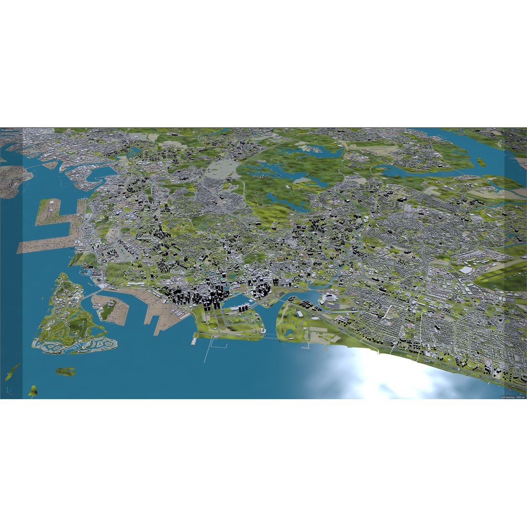 Singapore City 3D Model – Low Poly Urban Asset, Cinema 4D, FBX, OBJ - View 27